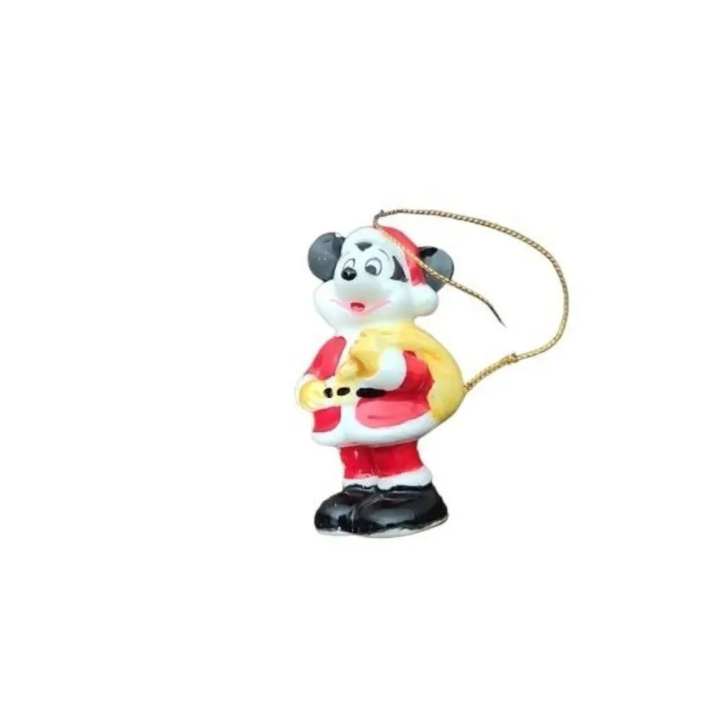 Vintage Disney Mickey Mouse Santa Hanging Christmas Tree Ornament Japan